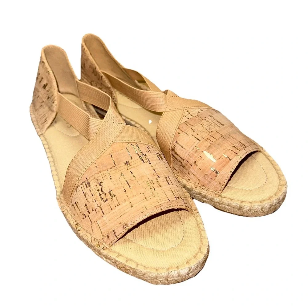 NWOB Talbots Ilyssa Elastic‎ Cork Espadrille Flats Strappy Sandals Women's 9 $99